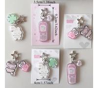 2 pezzi Ciondolo portachiavi creativo con design a pixel di cartone animato, coniglio o quadrifoglio, stile giapponese, ciondolo acrilico retrò rosa a pixel, adorabile, pendente per zaino di studenti,