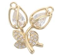 2 Pezzi Ciondolo Tulipano 3d Oro Strass per Orecchini e Collane | Lega e Strass, Finitura Lucida Multidimensionale, Facile da Attaccare, per Creazioni Nuziali e San Valentino
