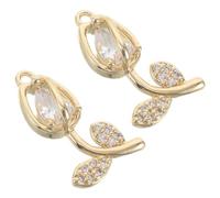 2 pezzi Ciondolo Tulipano 3D per gioielli Strass Oro in Lega | Finitura Lucida e Brillante, Facile da Attaccare, per Bracciali, Ganci Orecchini e Progetti Fai da Te