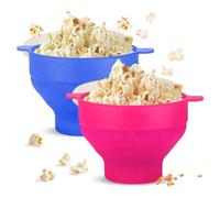 2 pezzi Ciotola per Popcorn Macchina per Popcorn in Silicone Ciotola Pieghevole con Coperchio Contenitore per popcorn Cuoci Popcorn Microonde per Feste in Casa, Serate Cinematografiche (blu)