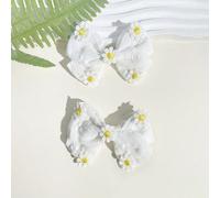 2 pezzi Clip per capelli con fiocco a forma di girasole per decorazione, clip per capelli in tessuto bianco per bambine, eleganti fermagli per capelli in alligatore come accessori per capelli quotidia