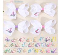 2 pezzi Clip per capelli con fiocco, ricamo floreale e 26 lettere, accessori per capelli per ragazze, adatti per decorazione quotidiana, ideali per la primavera/estate LettereLega di ferro