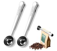 2 pezzi Clip per cucchiaio da caffè, Misurazione del cucchiaio da caffè, Misurino dosatore per caffè, Usato per macinare caffè, chicchi di caffè, tè, latte in polvere, zucchero,farina d'avena(Argento)