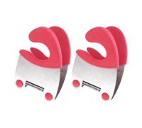 2 Pezzi Clip per Pentola in Acciaio Inox Rosso Supporto Antiscottatura | Gadget da Cucina, per Cucinare nel Wok e Cucina, Tiene Mestolo e Pinze, Riduce il Disordine