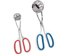 2 Pezzi Clip per Polpette in Acciaio Inox 304, Pratica, Rapida | Strumento a Forbice per Polpette e Tofu, Scola Brodo, Uso Domestico e Ristorante, Rosso Blu