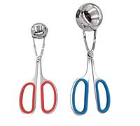 2 Pezzi Clip per Polpette in Acciaio Inox, Pratica | Forma a Forbice, Facile da Usare, per Pesce e Tofu, Drena Brodo, Rosso e Blu