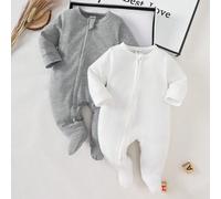 2 pezzi/ Clo Set di panni per bebè unisex morbidi e comodi per neonati, con volant, grey e bianchi 6-9M,0-1M,1-3M,3-6MColore unicoPoliestere