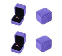 2 Pezzi Cofanetto Anello di Velluto, Scatola per Anelli in Flanella, Velluto Scatola ad Anelli, Scatola per Anelli in Velluto, Custodia per Anelli per Orecchini Anelli Gioielli Bomboniere（Viola）