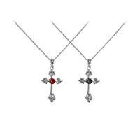 2 pezzi collana a croce rossa gioielli collana accessori strega accessori donna collana gotica croce collana a tema carnevale, 41cm-50cm, lega di zinco, Perla