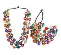 2 pezzi Collana a strati a strati multicolore con guscio di cocco bohémien