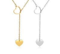 2 Pezzi Collana Con Ciondolo D'Amore A Forma Di Cuore, Catena Clavicola D'Oro