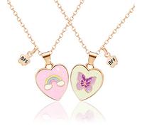 2 Pezzi, Collana Dell Amicizia per 2 Bimba, Bff Collane con Ciondolo Cuore Colorato, Best Friends Forever Collane, Amicizia Gioielli Regali per Bambini Madre Ragazze Amici Sorelle
