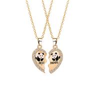2 pezzi Collana d'oro amicizia con incisione Best Friends Set per bambini ragazze coppia donna donne, cuore strass signore ciondolo Panda catene Hasl catena gioielli regali per BFF migliori amici