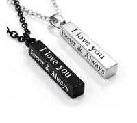 2 Pezzi Collana in Acciaio Inossidabile per Uomo E Donna,Collana,Perfetto Come Regalo Di San Valentino, Ciondolo a Forma Di Pilastro Con Scritta I Love You