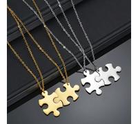 2 pezzi Collana personalizzata a forma di puzzle con incisione, con nomi, iniziali o personalizzazioni, gioiello inciso per lei e per lui, regalo per coppia, compleanno, amore, amicizia e condivisione