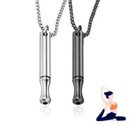 2 Pezzi Collana Respiratoria di Sigaretta Finta per Smettere di Fumare Prodotti V2,Collana Kit per Smettere di Fumare in Acciaio Inox Senza Fumo,Strumenti per Antifumo Ansia Antistress(Nero e argento)