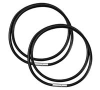 2 Pezzi Collana Uomo Pelle Impermeabile, 3 mm Collane Caucciu Uomo con Chiusura, 45 cm Catena di Cuoio per Collana Uomo e Donna, Collana Ricambio per Cindolo di Catena Cordino Nero per Ciondoli