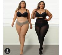 2 pezzi Collant da donna taglie forti ad alta elasticità 80D, calze natalizie ultra trasparenti, adatte fino a 136 kg, confortevoli XS-M,L-XXL,0XL-2Xl,3XL-5XL,Taglia unica(40-150 kg)Colore unicoTessut