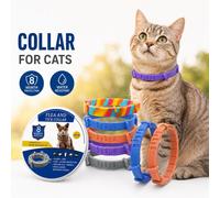 2 pezzi Collare regolabile per pulci e zecche per animali domestici per gatti, ingredienti naturali repellenti per zanzare e insetti, impermeabile, indossare per 1 settimana, protegge per 8 mesi, adat