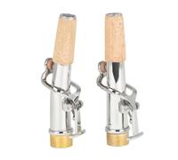 2 Pezzi Collo Per Sassofono Collo Dritto E Curvo Sax Soprano Bocchino In Ottone Strumenti Accessori Per Sax (Color : Silver)