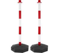 2 Pezzi, Colonnina Segnaletica Bicolore, Colonna con Base in Plastica per Delimitare in plastica Altezza 90 cm, Base Ottagonale riempibile, Bianca e Rossa
