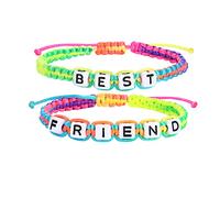 2 pezzi colorati tessitura bracciali amicizia perline lettere migliore amico set per bambini ragazze, pastello tessuto bracciale BFF regalo per le signore madre figlia migliore amico Natale compleanno