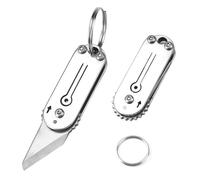 2 Pezzi Coltellino Portachiavi, Acciai Inossidabili Coltello Pieghevole Coltellino Tascabile Portabilità Coltello a Scatto Frontale per Viaggi, Campeggio, Alpinismo, Escursionismo, Attività All'Aperto