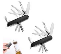 2 Pezzi Coltellino tascabile coltello pieghevole Coltellino Svizzero,coltello tascabile coltello multiuso Campeggio,mini coltello 11 Funzioni(Nero)