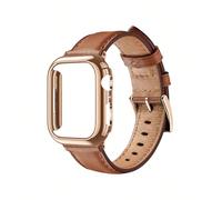 2 pezzi Compatibile con Apple Watch Cinturini e Custodia Protettiva per Orologio, Materiale PC rigido color oro rosa, Cornice color oro rosa senza protezione dello schermo, Antiurto e Resistente ai gr