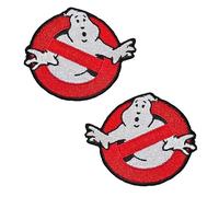 2 Pezzi Compatibile con Ghostbusters Fantasma Rosso Emblema con Ferro da Stiro o Cucitura Toppa Ricamata per Squadra Lavoro Maglia Zaino Cappelli Vestiti Ciclista Tattico Militare