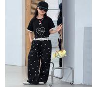 2 pezzi Completo autunnale per ragazze pre-adolescenti: Maglietta a maniche corte in maglia con stampa floreale + Pantaloni lunghi, Abbigliamento per il ritorno a scuola 8Y,9Y,10Y,11Y,12Ystampa dapper