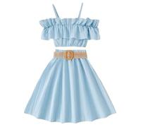 2 Pezzi Completo Estivo per Ragazze Vestiti Bambina Coordinati alla Moda, Casual Leggera Comodo Tuta Set Spiaggia con Bretelle Estate Outfit Hip Hop Il Tempo Libero attività All'Aperto