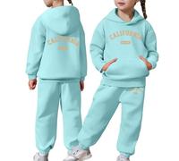2 Pezzi Completo Sportivo da Bambino e Bambina con Cappuccio Y2K LOS ANGELES Firmate Felpa e Pantaloni Tuta Stile Streetwear Maniche Lunghe In Plie Inverno Jogging Sportiva Set Joggers Abbigliamento