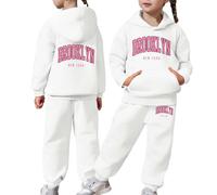 2 Pezzi Completo Sportivo da Bambino e Bambina con Cappuccio Y2K LOS ANGELES Firmate Felpa e Pantaloni Tuta Stile Streetwear Maniche Lunghe In Plie Inverno Jogging Sportiva Set Joggers Abbigliamento