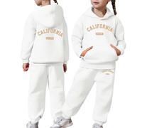 2 Pezzi Completo Sportivo da Bambino e Bambina con Cappuccio Y2K LOS ANGELES Firmate Felpa e Pantaloni Tuta Stile Streetwear Maniche Lunghe In Plie Inverno Jogging Sportiva Set Joggers Abbigliamento