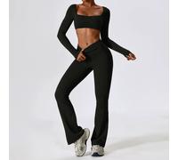 2 Pezzi Completo Sportivo Senza Cuciture Manica Lunga E Leggings HOT S-XL