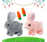 2 Pezzi Coniglio Giocattolo Che Salta pasquale, Hopping Coniglio Elettronico Interattivo, Giocattolo Elettronico Coniglio, Coniglio con Suoni e Movimenti, per Abbracciare, Accompagnare, Rilassars