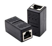 2 Pezzi Connettore Rj45 Inline Coupler per Cavi Ethernet Nero Abs