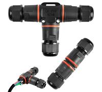 2 Pezzi Connettore Stagno,Connettori Elettrici Impermeabilie IP68, Outdoor | Gland Elettrici Esterni Manica Accoppiatore Cavo Ø 3-12mm/3 Core Scatola di Giunzione Impermeabile