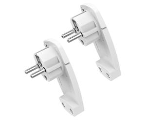 2 Pezzi Connettori Piatti Bianchi - Spina Piatta con Maniglia Pieghevole Spine Schuko per Cavi con Sezione 1,5 mm², Spina Europea per Uso Domestico IP20 250 V (16A)