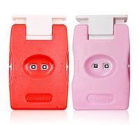 2 Pezzi Contatore Dito Mini Contatore delle Dita, Contatore Conteggio Contatore Cifre, Contatore Righe Strumento per Lavorare a Maglia per I Viaggi Domestici, Rosso & Rosa