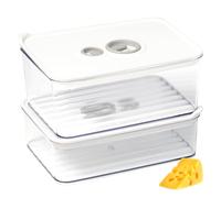 2 Pezzi Contenitore per Formaggio con Timer Porta Formaggio da Frigorifero | Impilabile Contenitore per Formaggi con Timer Contenitore per il Pane con Coperchio Ermetico per la Cucina per formaggi Pane