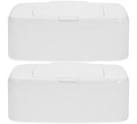 2 Pezzi Contenitore per Salviette Umidificate Coperchio, Bianco PP | Leggero, Ricaricabile e Portatile, per Borsa Cambio e Passeggino, Uso Domestico Quotidiano