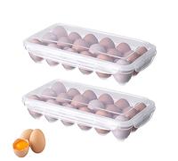 2 Pezzi Contenitore per Uova, Vassoio per uova, Portaoggetti per Uova, Scatola Porta Uova, Custodia in plastica per uova, con Coperchio, 18 Griglie, per Conservare Le Uova (Trasparente)