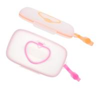2 Pezzi Contenitore Portatile per Salviette Bimbi a Forma di Cuore | PP e Silicone, Apertura Ampia Coperchio, Appeso al Maniglione del Passeggino, per Casa e Passeggiate