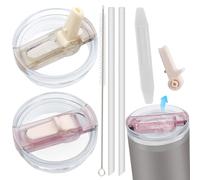 2 Pezzi Coperchi Stanley Cup Anti-uscita, Rimovibili e Lavabili per Bicchieri 40 oz. Set con 2 Cannucce, 1 Utensilio di Smontaggio e 1 Spazzola, Accessori Stanley