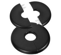 2 Pezzi Copertura Decorativa per Tubo Nero, Plastica, Tonda, Divisibile | Aperture nel Pavimento e Scantinati, Installazione Rapida, Superficie Brillante, Finitura Nera