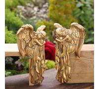 2 Pezzi Coppia di Angeli da Parete Effetto Bronzo