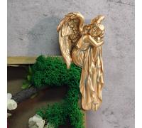 2 Pezzi Coppia di Angeli da Parete Effetto Bronzo Decorazione Celestiale Dorata