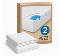[2 pezzi] Coppia di Coprimaterasso Matrimoniale Impermeabile, Cerata letto matrimoniale con angoli, anche Singolo e Piazza e mezza, 160x190cm 180x200cm, Silenzioso e lavabile (Matrimoniale)